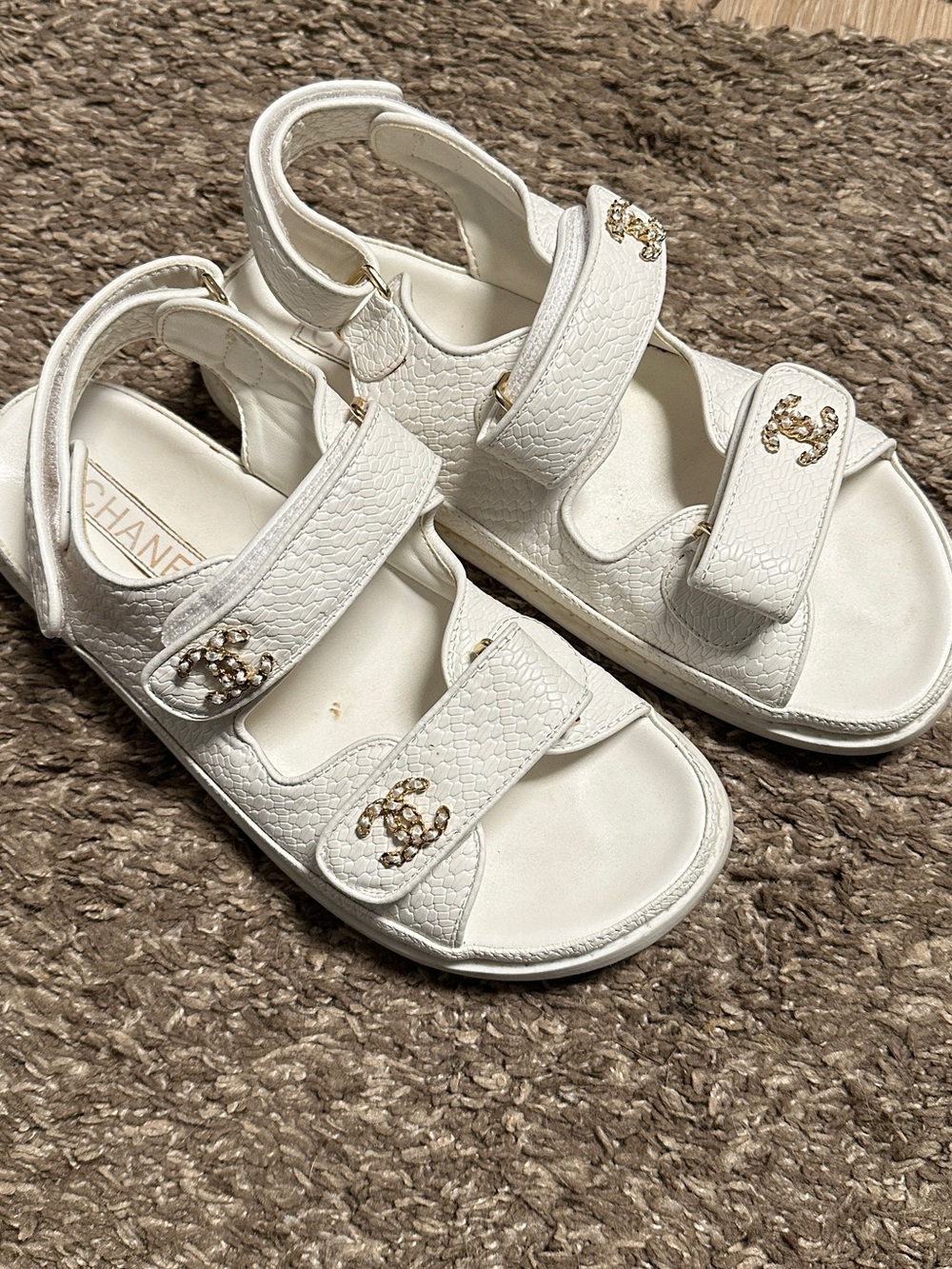 Chanel White Dad Sandals Size 38